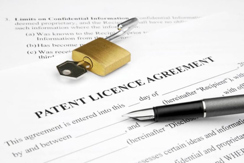 patent licence agreement document with key